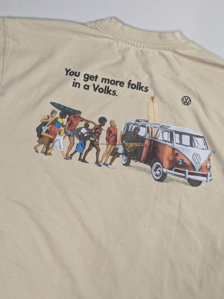 Volkswagen VW Bus "You Get More Folks In A Volks" T-Shirt Tan Men's Size Large View 6