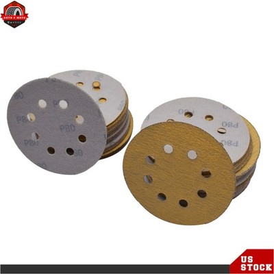 100Pcs 5inch 8 Holes 80 Grit Dustless Hook and Loop Sand Paper Sanding Disc New