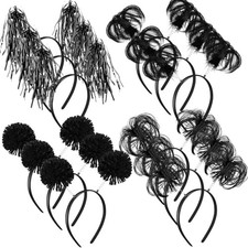 12 Pcs Back to School Pom Pom Spirit Party Headbands  Silly Party Hats, Black