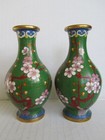 Pair of Vintage Chinese Plum Bossom Cloisonne Vases — photo 2