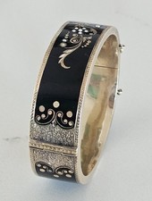 Solid 14k Gold Victorian Mourning Seed Pearl Enamel Bracelet 24.76g Not Scrap