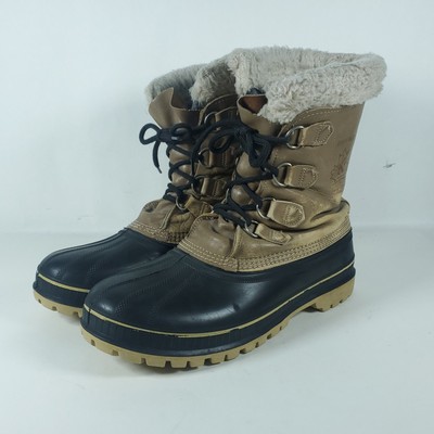 Sorel Buffalo Duck Boots Mens 11 Brown Leather Wool Lined Lace Up Winter Hunting