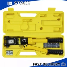 16 Ton 10 Dies Hydraulic Wire Crimper Battery Cable Lug Terminal Crimping Tool