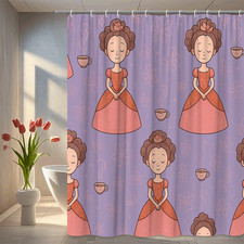 Cute Pink Floral Shower Curtain with Princess Design