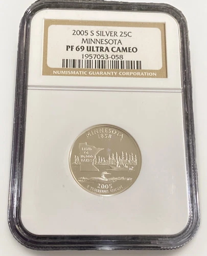  2005 S - Minnesota - State Quarter Series - Silver Proof - NGC PF69 Ultra Cameo