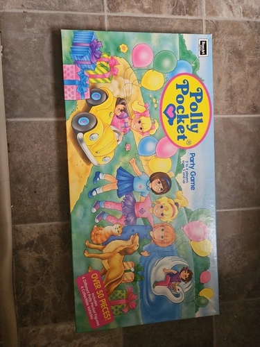Polly Pocket Doll Party Board Game RoseArt 1994 99% Complete missing 1 gift