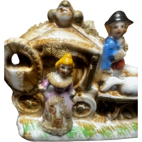 Lady & Horses Carriage Driver English Ceramic Figurine Stamped/Marked 6” X 4” - Picture 9 of 14