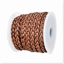 5m High-Quality Genuine Flat Braided Leather String Cord - DIY Necklace, Bracele