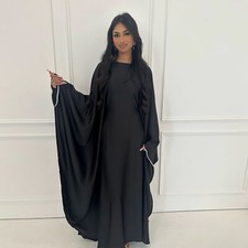 Muslim Women Dress Bat Sleeve Maxi Dubai Islam Abaya Kaftan Ramadan Robe Formal