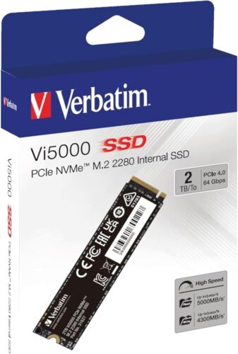 Verbatim Vi5000 2TB Internal SSD PCIe NVMe M.2 2280 5000MB/s Read 4300MB/s Write