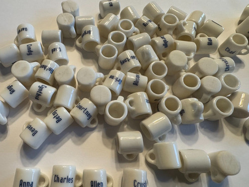 Dollhouse Miniature - Various Coffee Cups with Names - You Pick - Letters A-M