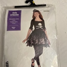Prima Zomberina Child Halloween Costume Girl Small 4-6 Yrs, 3 PCs:, Dress, Tight