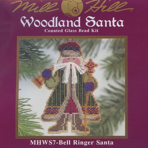 Bell Ringer Santa Beaded Ornament Kit Mill Hill 2001 Woodland Santas - Picture 2 of 3