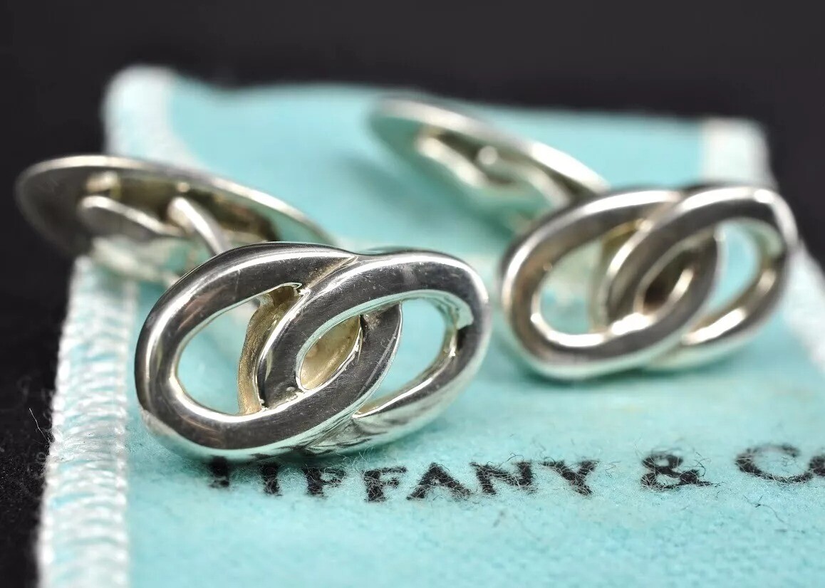 Tiffany & Co.  Double Loop Circle Cufflinks 925 Sterling Silver