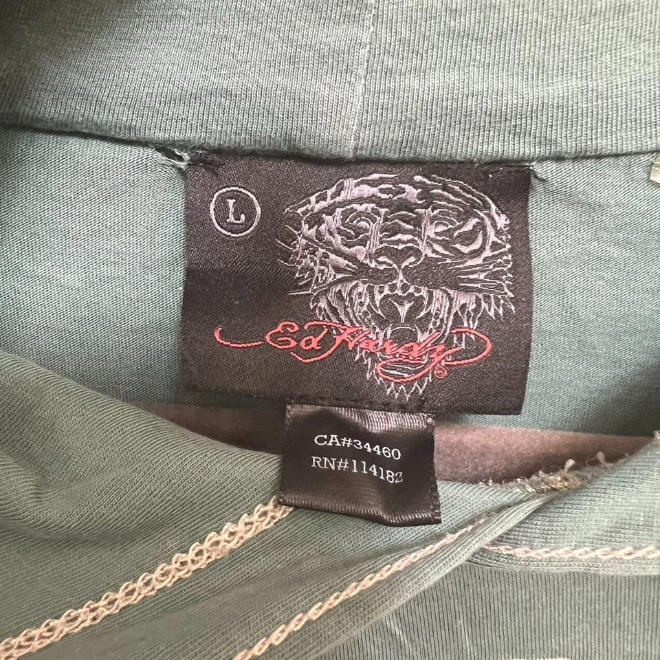 ED HARDY MUJER SALVIA JERSEY BLING SUDADERA CON CAPUCHA TALLA GRANDE Estrás Manga Larga Foto 3 de 4