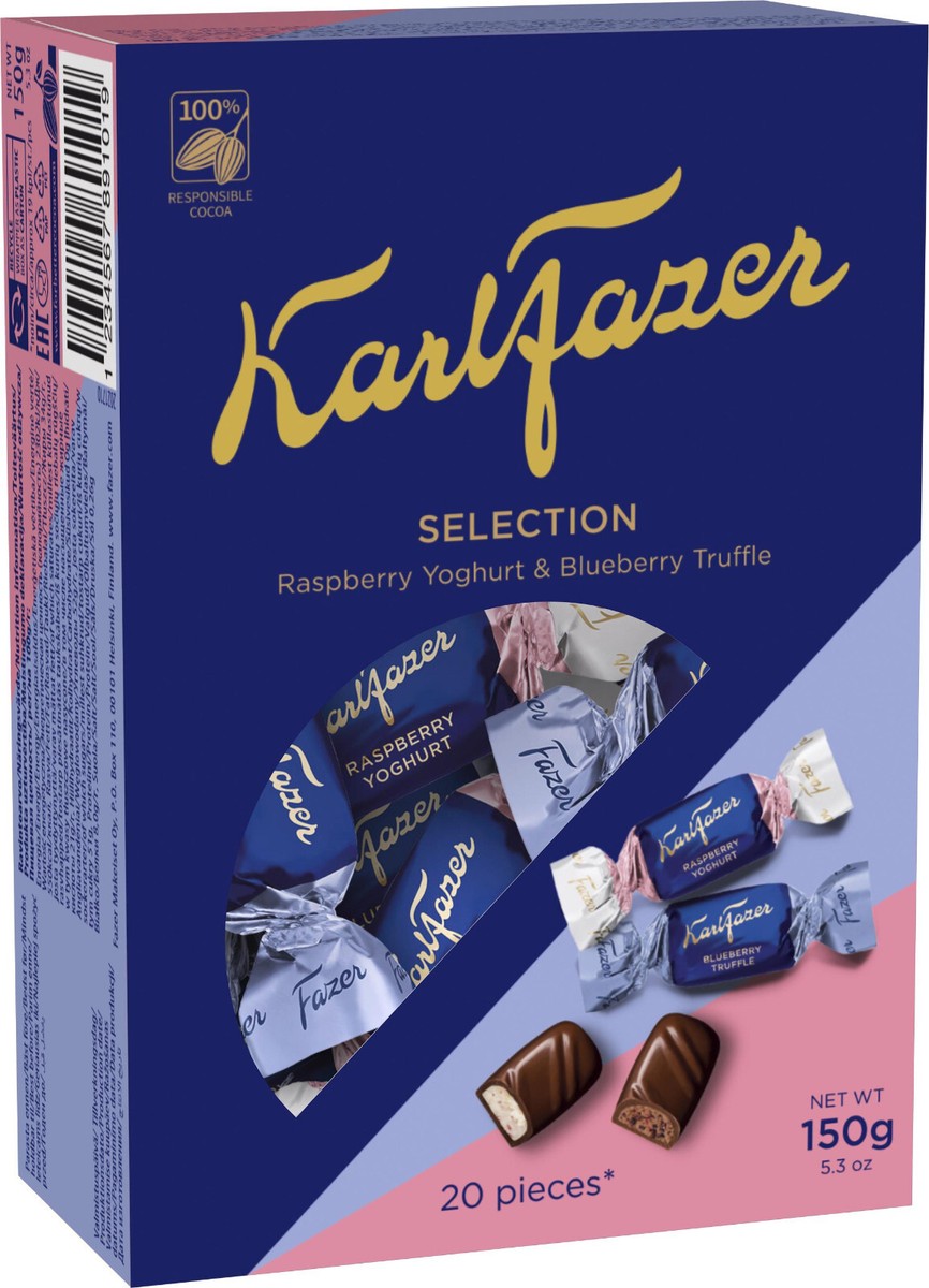KARL FAZER Raspberry Yoghurt & Blueberry Truffle Flavor Chocolate