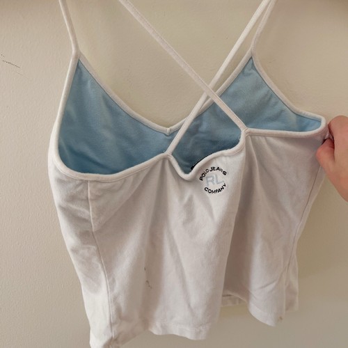 Polo Jeans Ralph Lauren Bianco Reggiseno a Ripiano Criss Cross Camicia Medium - Foto 6 di 6