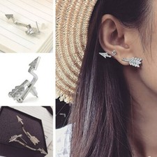 Creative Silver Bow Arrow Earring CZ Crystal Ear Stud Women's Earrings Jewelry