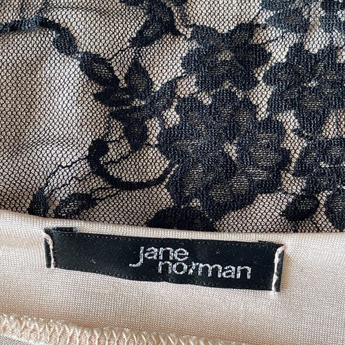 Vintage Jane Norman Kleid 90er Y2k Nude Schwarz Spitze Wackeln Bodycon Party 12 14 - Bild 3 von 11