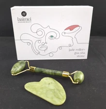 Baimei Skincare Beauty Jade Roller+ Gua Sha Stone Roller Puffiness Messager