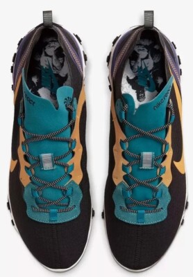 Nike React Element 55 PRM Black Mineral Cyan Running Shoes CI9593-002 Size 8.5