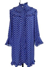 Sandro Paris Polly Mini Dress Women s Size 36 / US S Blue 3/4 Sleeves Ruffled