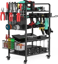 Power Tool Organizer Cart 3 Tier Rolling Tool Storage Cart Heavy Duty - NIB