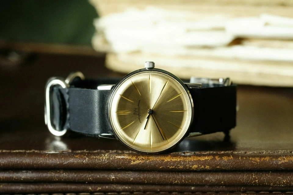 Наручные часы LUCH ультра тонкий механический кожаный ремешок роскошь (POLJOT De Luxe) - Изображение 4 из 4