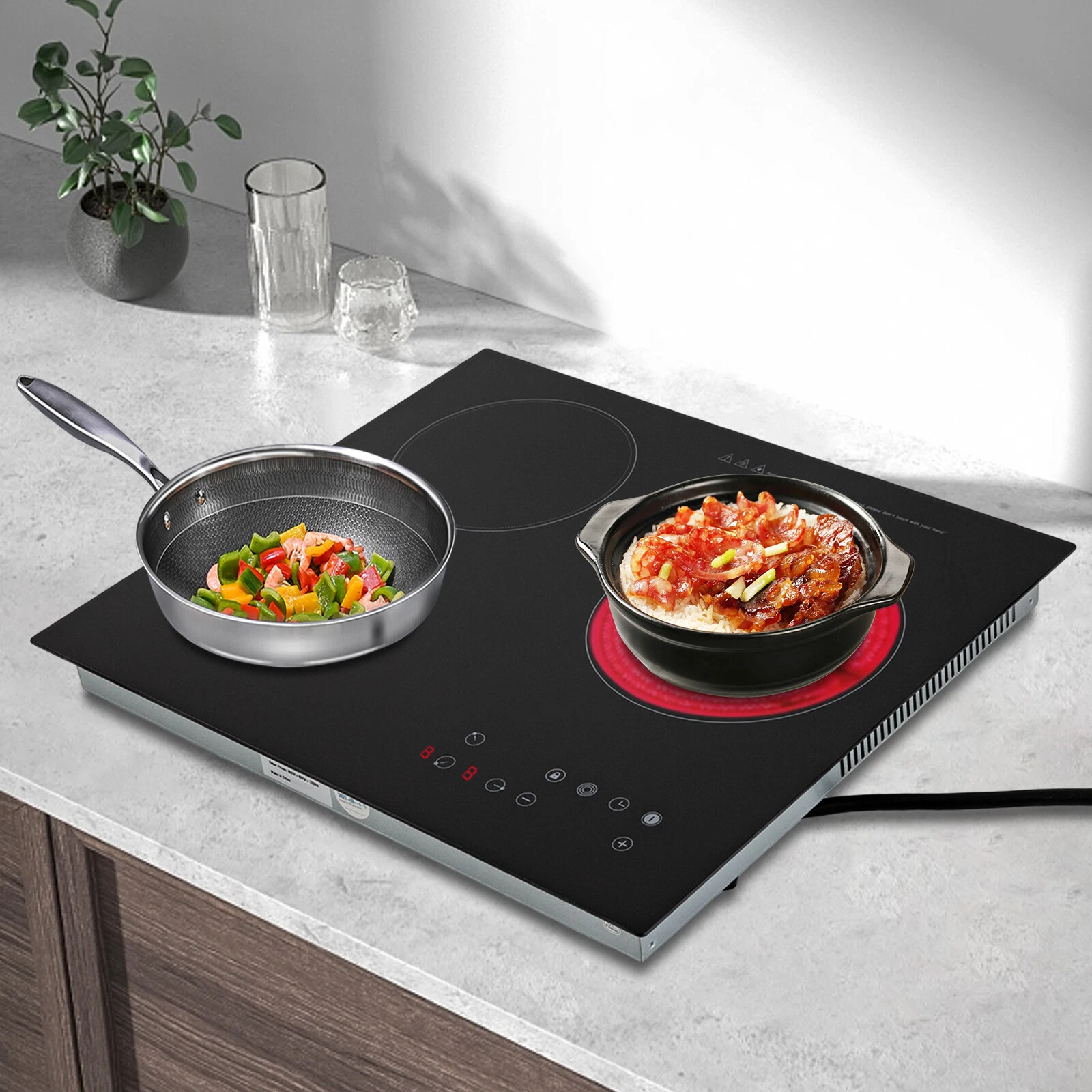 Electric Cooktop 24 inch Built-in Electric Stove Top 110V 2600W Knob Control US