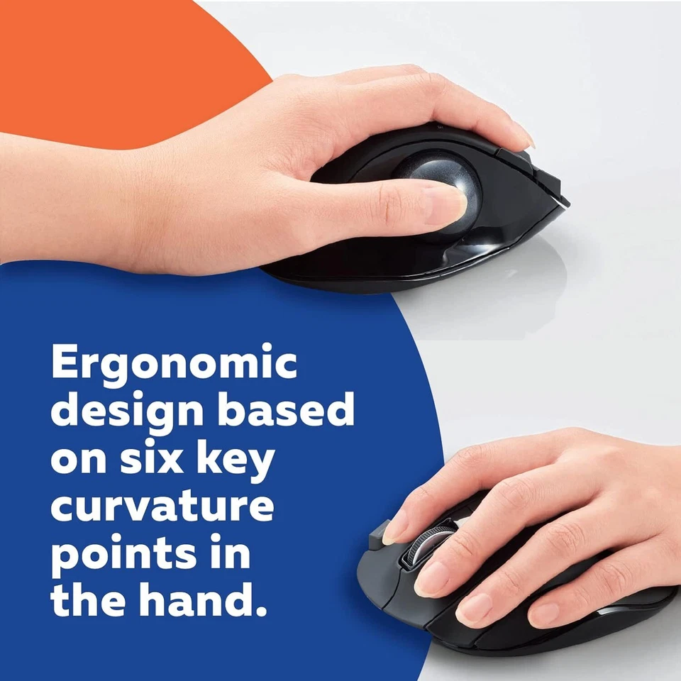 ELECOM EX-G Left-Handed Trackball Mouse, 2.4Ghz Wireless, Thumb Control, 6-Butto - Image 3 of 4