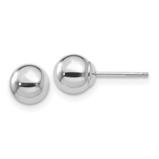 14k White Gold Polished 6mm Ball Stud Earrings 0.37gm L-6mm, W-6mm
