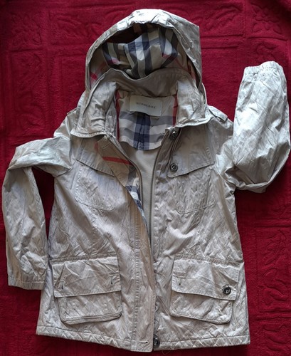 Burberry coat over coat kids Jacket Nova Check Hoodie Silver Color - Picture 3 of 11