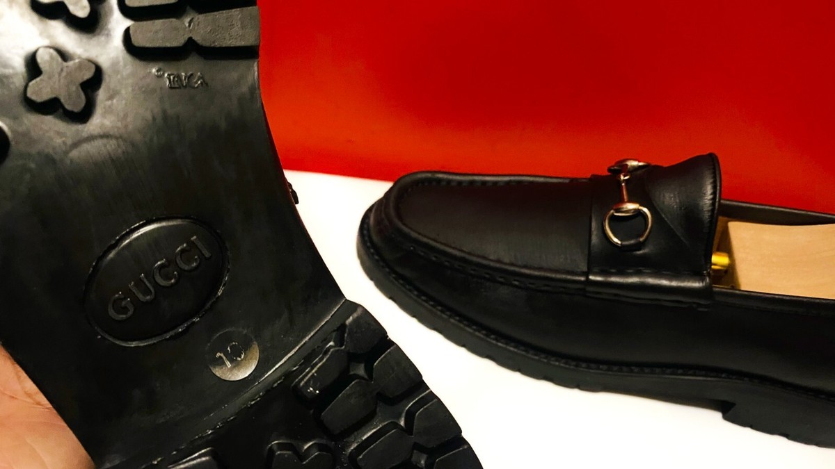 $799.00!! GUCCI WOMEN BLACK LUXURY LUG SOLE LOAFERS SHOES 