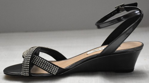 NINA Women Glitter Dress Shoes Rhinestone Crystal Wedge Heel Ankle Sandals Sz 7M - Picture 5 of 12