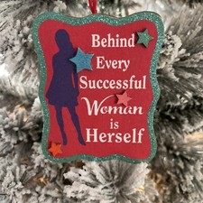 New Kurt Adler 4  Female Empowerment Christmas Ornament W/Saying -Successful 