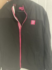 T-Mobile Jacket Mens Large Black Pink Ribbed Employee Full Zip