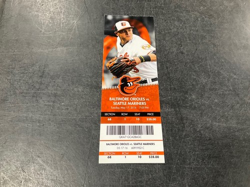 ORIOLES~2016 TALÓN DE BOLETO 17/05/16-5/18/16-5/19/16 VS MARINEROS - Imagen 2 de 4