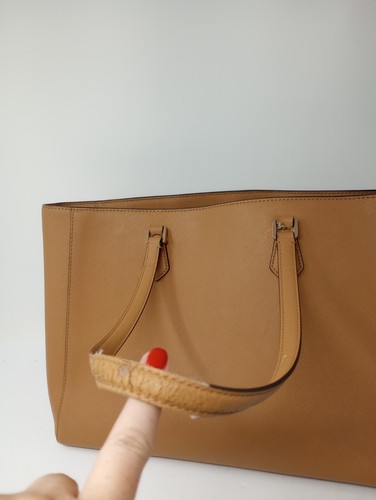 Tory Burch Robinson Tote Saffiano Leather Camel Tan *Damaged* - Picture 8 of 15