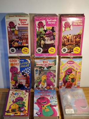 Vtg Barney VHS Lot of 9 Campfire Sing-A-Long Goes To School Educational ...