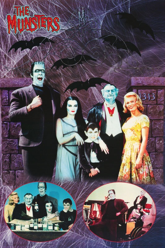 LOT OF 2 POSTERS :TV: MUNSTERS - FAMILY COLLAGE -   FREE SHIP