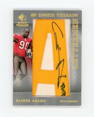 GAINES ADAMS 2007 SP Rookie Threads GOLD Lettermen Patch Auto Rc #12/99 READ