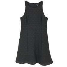 Ann Taylor Womens Dress 8 Black Embroidered Sleeveless Lined Zipper Sexy