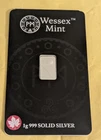 WESSEX MINT 1g 999 FINE SILVER BAR 🍁MAPLE LEAF DESIGN ORIGINAL RETAIL PACKAGING