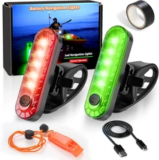 Kayak Navigation Lights - Battery Operated, Waterproof for Night Kayaking & Padd