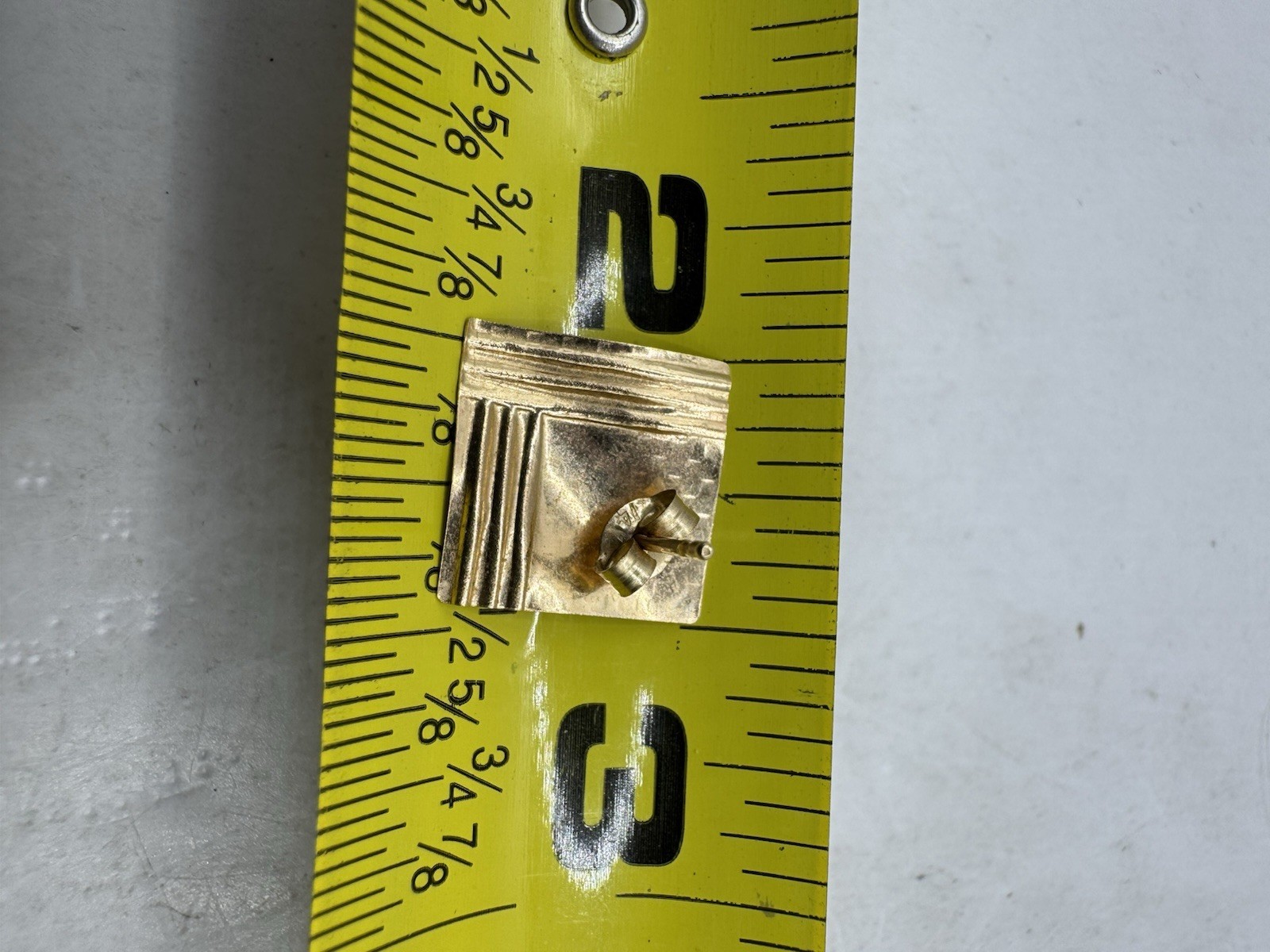 Solid 14k Yellow Gold Textured Square Stud Earrin… - image 8