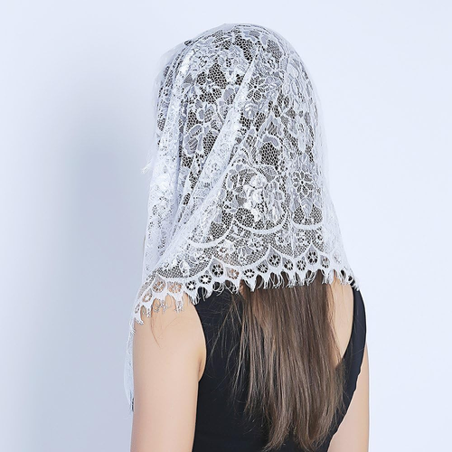 Velo blanco infinito mantilla catolica para misa y cubrir de el cabeza mujer - Bild 4 von 12