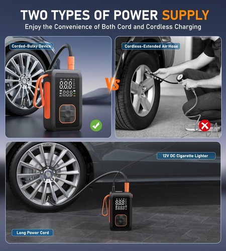 Multi-Functional Battery-Powered Air Compressor for Cars and Bicycles, 4 Modes - Picture 4 of 10