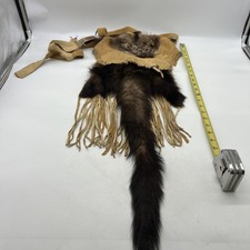 Native American Leather Fisher Face Flap  Medicine Pouch Bag with Fringe & Strap