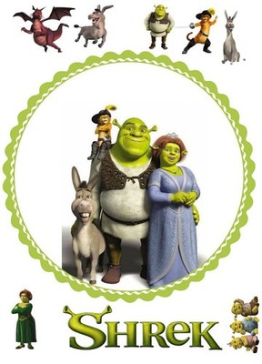 Shrek Essbar Grüner Oger Fiona Zuckermasse Tortenbild Tortenaufleger Torte