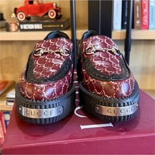 Gucci Men s Horsebit GG Logo Red/Black Leathe...